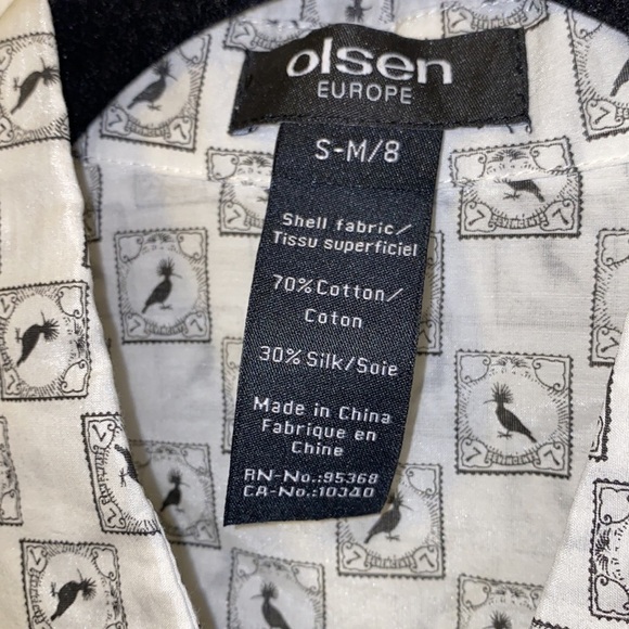 Olsen Europe Dove poplin pattern Cotton Silk Blend tunic shirt Sz 8 - Picture 5 of 9